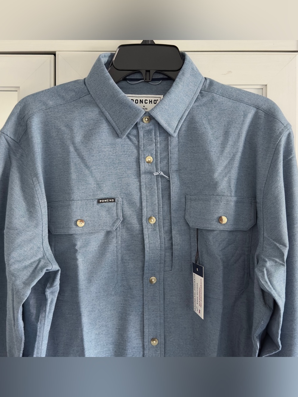 Poncho The Cordon Bleu Long Sleeve Shirt in Slate Heather Size Medium Slim Fit - Picture 3 of 9